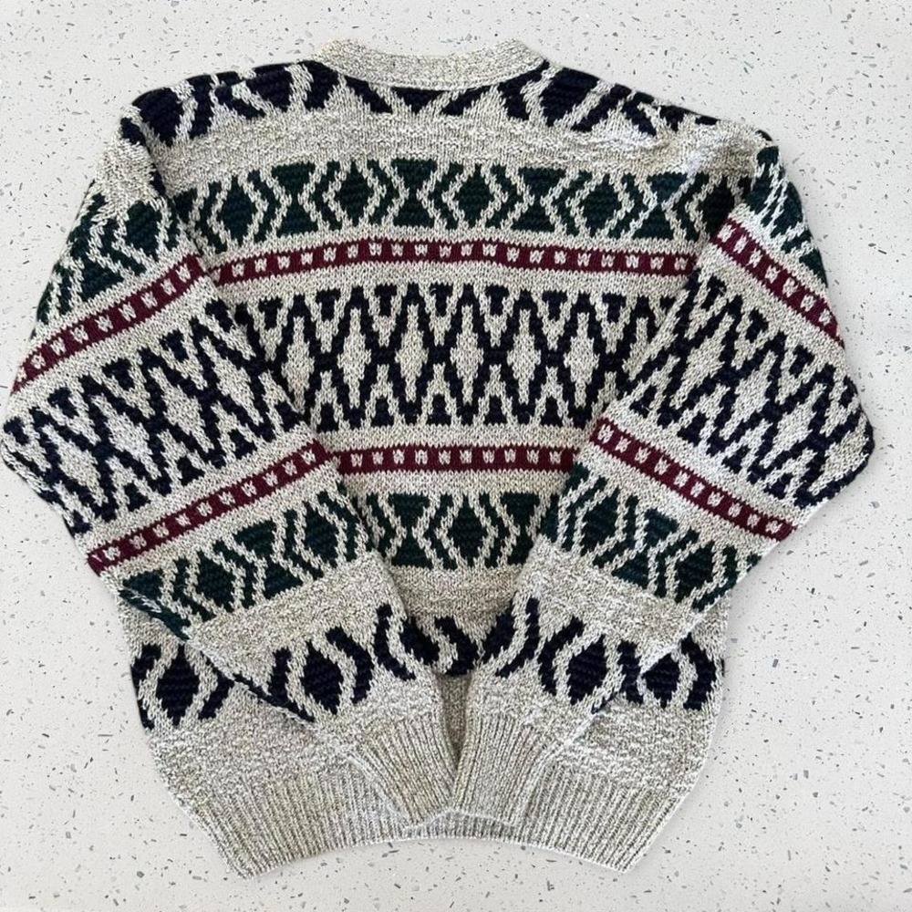 Lake Harmony USA Vintage Cotton Cardigan Sweater Geometric Southwestern L - Picture 7 of 8